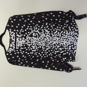 Alfani, ruched blouse, tie sleeves (M)